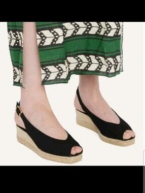 Castaner Womens Black Dosalia Canvas Wedge Classic European Espadrilles 40